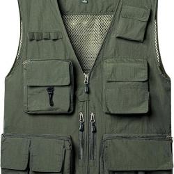 Gilet de Chasse Maille Séchage Rapide Pêche Multi-Poches 15 Poches