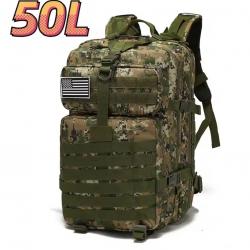 Sac à dos tactique camouflage 50L - chasse, pêche, survie, randonnée, trekking robuste