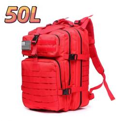 Sac à dos tactique rouge 50L - randonnée, camping, chasse, voyage,  outdoor robuste
