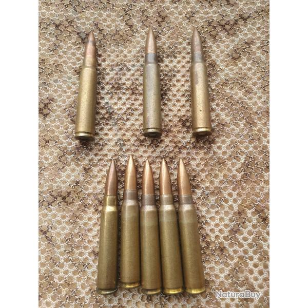 lot de 8 cartouches de 7,65x53  balle Ordinaire dont 5  balle lourde