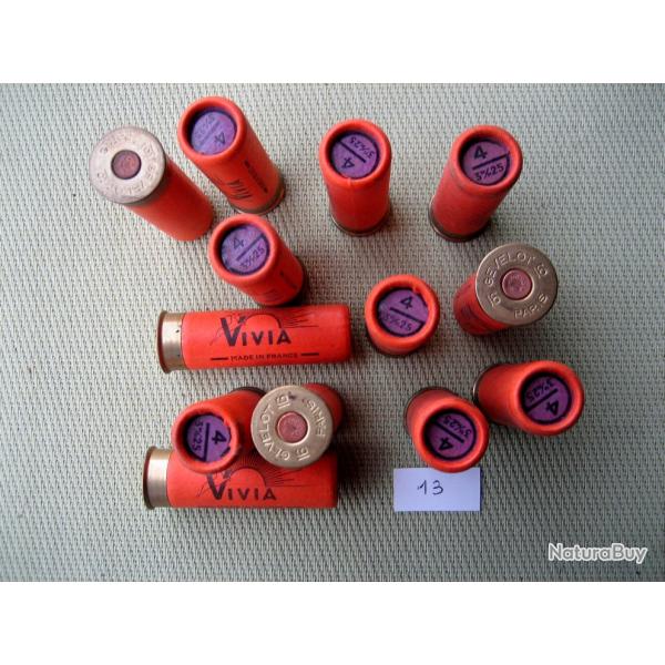 Collection ou usage...  Lot de 13 cartouches cal 16 de marque Gevelot modle Vivia plomb No 4