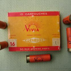Collection ou usage...  Lot de 5 cartouches cal 16 de marque Gevelot modèle Vivia plomb No 7
