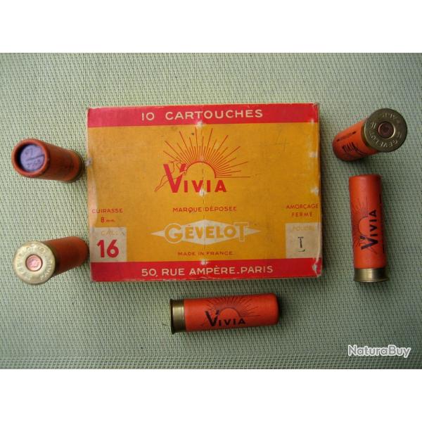 Collection ou usage...  Lot de 5 cartouches cal 16 de marque Gevelot modle Vivia plomb No 7