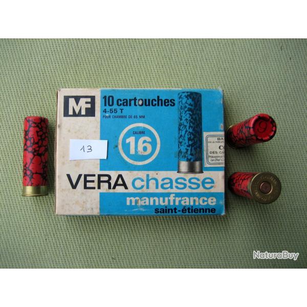 Collection ou usage...  Lot de 13 cartouches cal 16 de marque manufrance plomb No 6