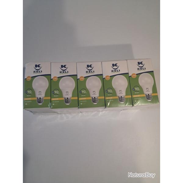 10 ampoules led keli E27 9w/60w toutes neuve