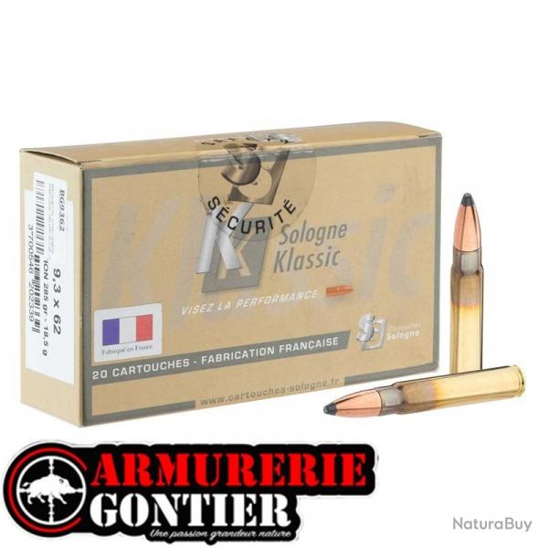 Munitions SOLOGNE 9.3x62 subsonique 285gr