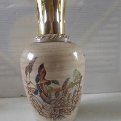 lampe BERGER diffuseur de parfum d'ambiance en céramique signée décor d'un vol de canard sauvage