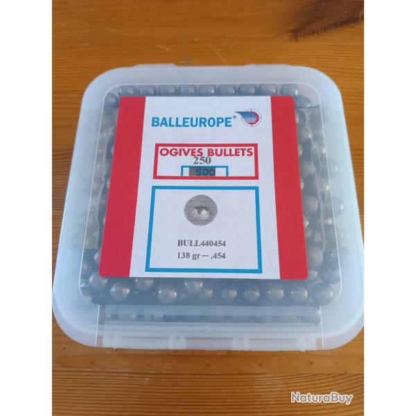 Balles rondes poudre noire cal 44 pour Remington, Colt 138 gr - 454 bote de 250