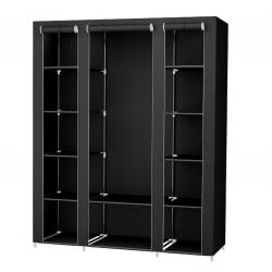 Armoire de rangement XXL penderie dressing en tissu non-tissé 175 x 150 x 45 cm noir 12_0004008