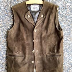 Magnifique Gilet Autrichien en daim de marque LEKRA Country Life taille 52 Oktoberfest