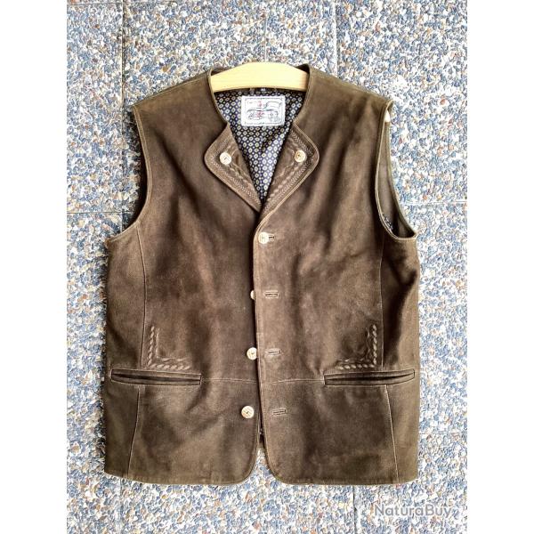 Magnifique Gilet Autrichien en daim de marque LEKRA Country Life taille 52 Oktoberfest