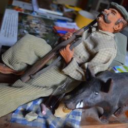 Santon - Chasseur au repos