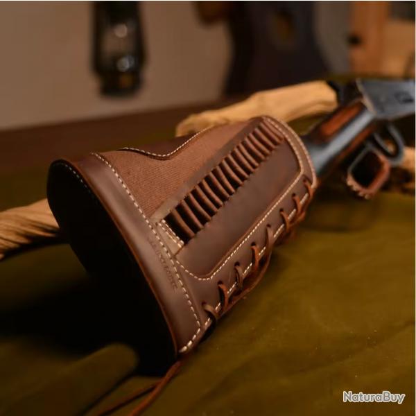 Appui joue cuir et porte munition cal 22 LR - 22 LR MAG - 17 HMR