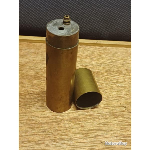 Trs beau briquet de poilu grand format - art de tranche WW1 - douille laiton