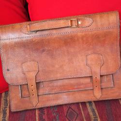 Stockage Doc  Cartable vintage Cuir brun