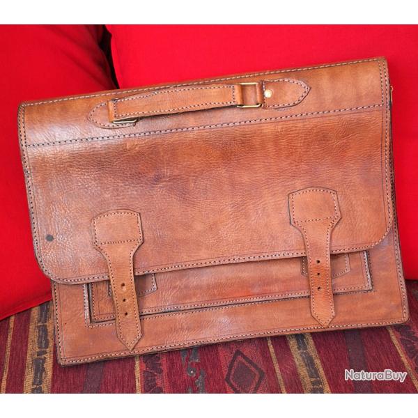 Stockage Doc  Cartable vintage Cuir brun