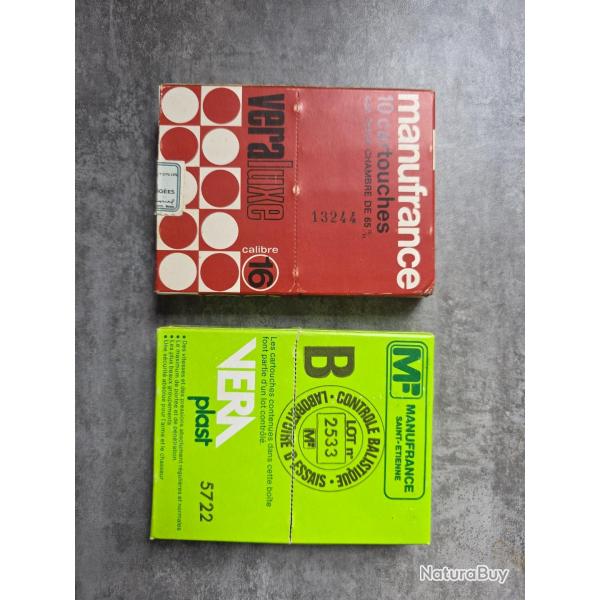 Vend 1 lot de 2 boites ancienne cartouches cal  16/65