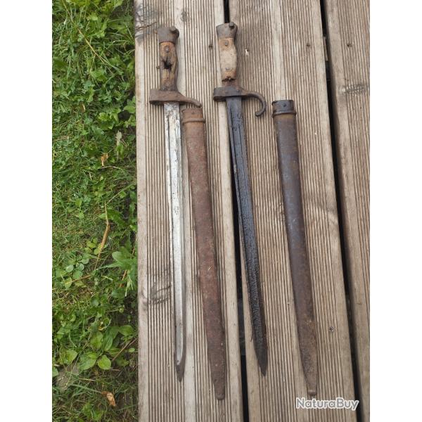 Lot de baonnettes franaise de Grenier ww1 ou WW2 a restaurer