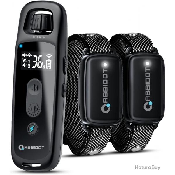 Kit de 2 Colliers de Dressage Chien Porte 1000m tanche IPX7 4 Modes 36 Niveaux Lumire Veilleuse