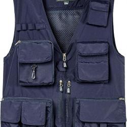 Gilet de Chasse Maille Séchage Rapide Multi-Poches 15 Poches Extérieur Pêche Randonnée