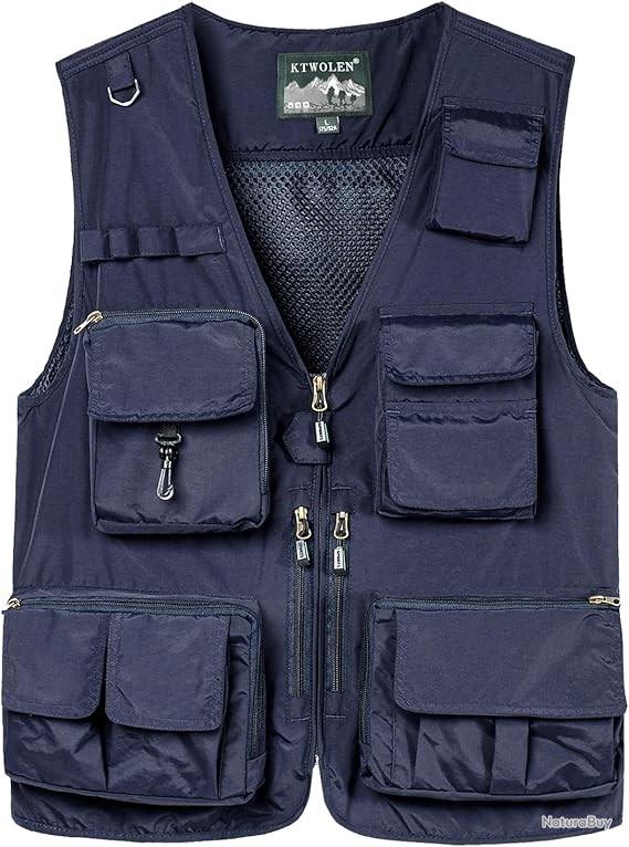 Gilet de Pêche à la Mouche avec Poches Multiples, Gilet de Sauvetage 70N Flottabilité Adultes avec Sifflet, Maillot de Pêche à la Dérive pour la Pêche en Plein Air