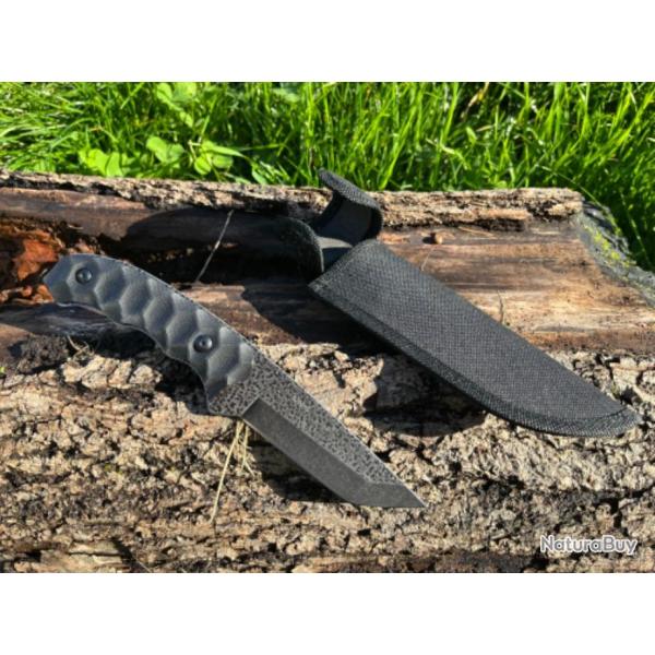 Couteau robuste lame tanto pierre lave enchre