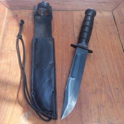 Magnifique Couteau U.S.CAMILLUS Manche en Cuir avec Étui en cuir