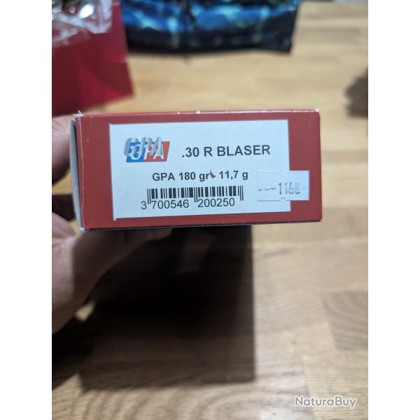 Bote de 18 balles 30r blaser GPA 180GRAINS -11.7GRAMMES