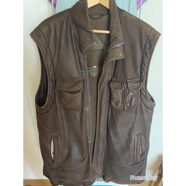 Veste de chasse sans manche en cuir September