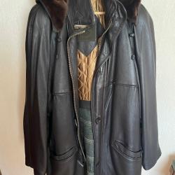 Manteau en cuir de cerf September avec capuche
