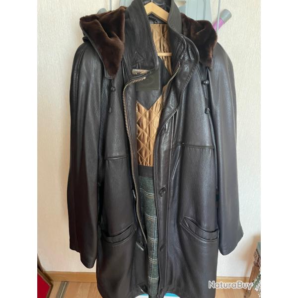 Manteau en cuir de cerf September avec capuche