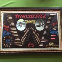 RARE MAGNIFIQUE TABLEAU PUBLICITAIRE DE WINCHESTER MUNITIONS ANNÉES 70-80