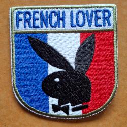 Ecusson patch FRENCH LOVER brodé Drapeau FRANCE et lapin PLAYBOY  sur scratch