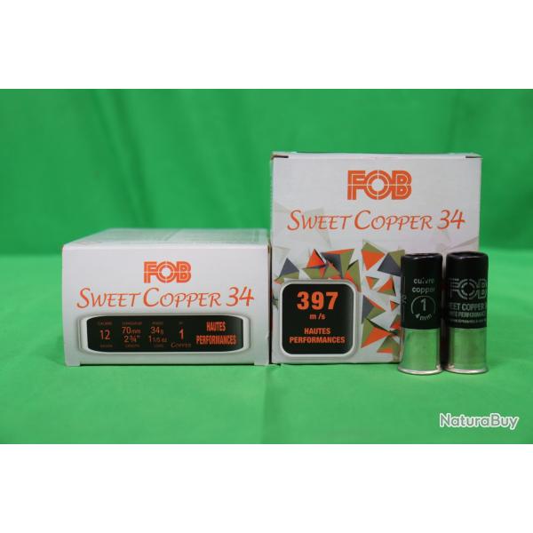LOT DE 2X BOITES-25 CARTOUCHES CALIBRE 12 FOB SWEET COOPER 34 HAUTE PERFORMANCES