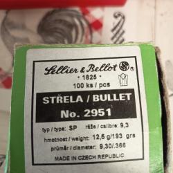 Lot douilles et ogives 9.3x62