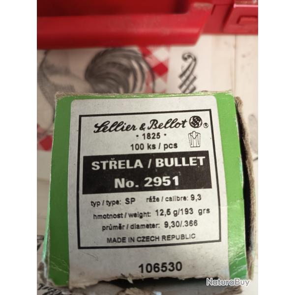 Lot douilles et ogives 9.3x62