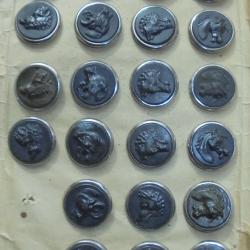 22 BOUTONS CHASSE VENERIE (PAS sertisseur chargette poudre plomb...) SANGLIERS CHEVAUX CERFS CHIENS