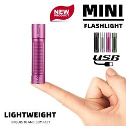 Lampe Torche de Poche LED Rose Puissante Rechargeable USB-C 300 lm | Activités Outdoor Porte-Clé