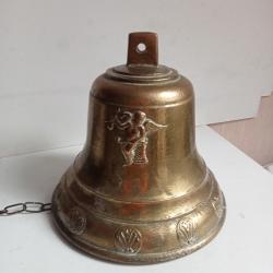 cloche en bronze du XIXème finement décoré hauteur 20 cm diamètre 19 cm 2,56 kg