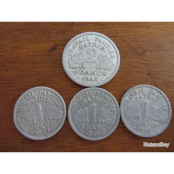 Lot 1 et 2 francs Francisque - Bazor 1942-1943