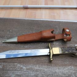 Couteau à la D'Estaing "Ver!ängerungsdolch". Solingen-Allemagne. Neuf. Cerf. inox. Old Knife.