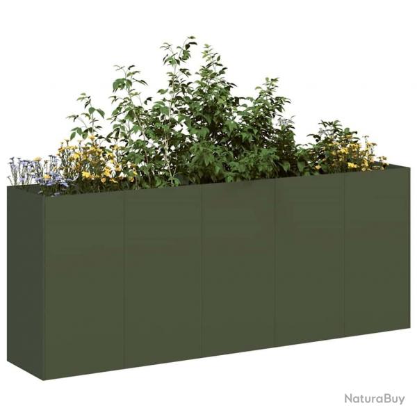 Jardinire vert olive 200x40x80 cm acier lamin  froid