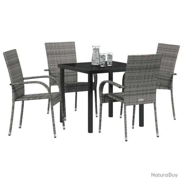 Ensemble de salle  manger pour jardin 5 pcs Gris 4 places