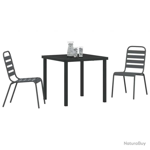 Ensemble de salle  manger de jardin , 3 pices, en acier gris fonc.