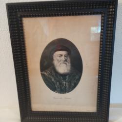 Tableau gravé représentant Vasco de Gama, découvreur de la route maritime des Indes.1883