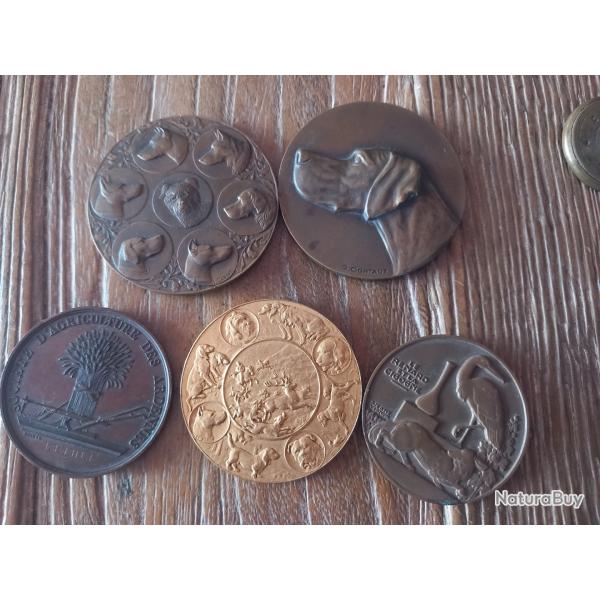 5 mdailles Socit canine- agriculture - Animaux