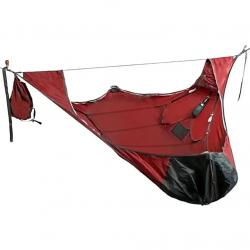 Hamac de Camping en Nylon 210x70 cm Solide Anti-Déchirure Léger Portable Sangles Renforcées Rouge