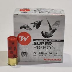 lot de 50 cartouches Winchester super pigeon , cal 12/70  bourre jupe , 36 grammes, Numero 5