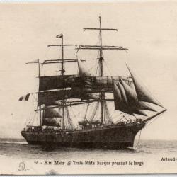 CPA- Marine -  En Mer Trois Mats barque prenant le large -  N°1451