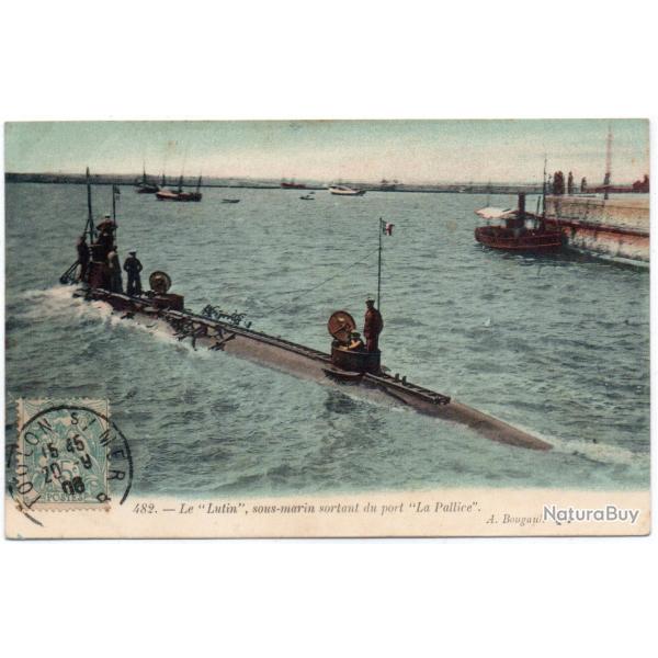 CPA -MARINE DE GUERRE - Le " Lutin " sous-marin sortant du port  N1455